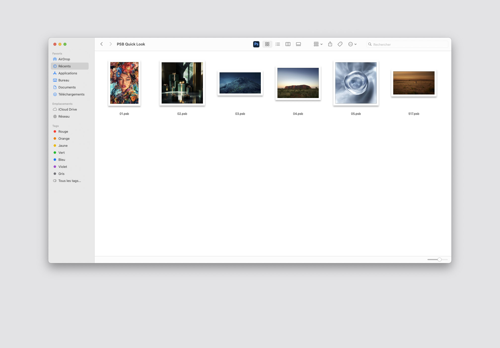 PSB quick look thumbnails finder on macOS 1